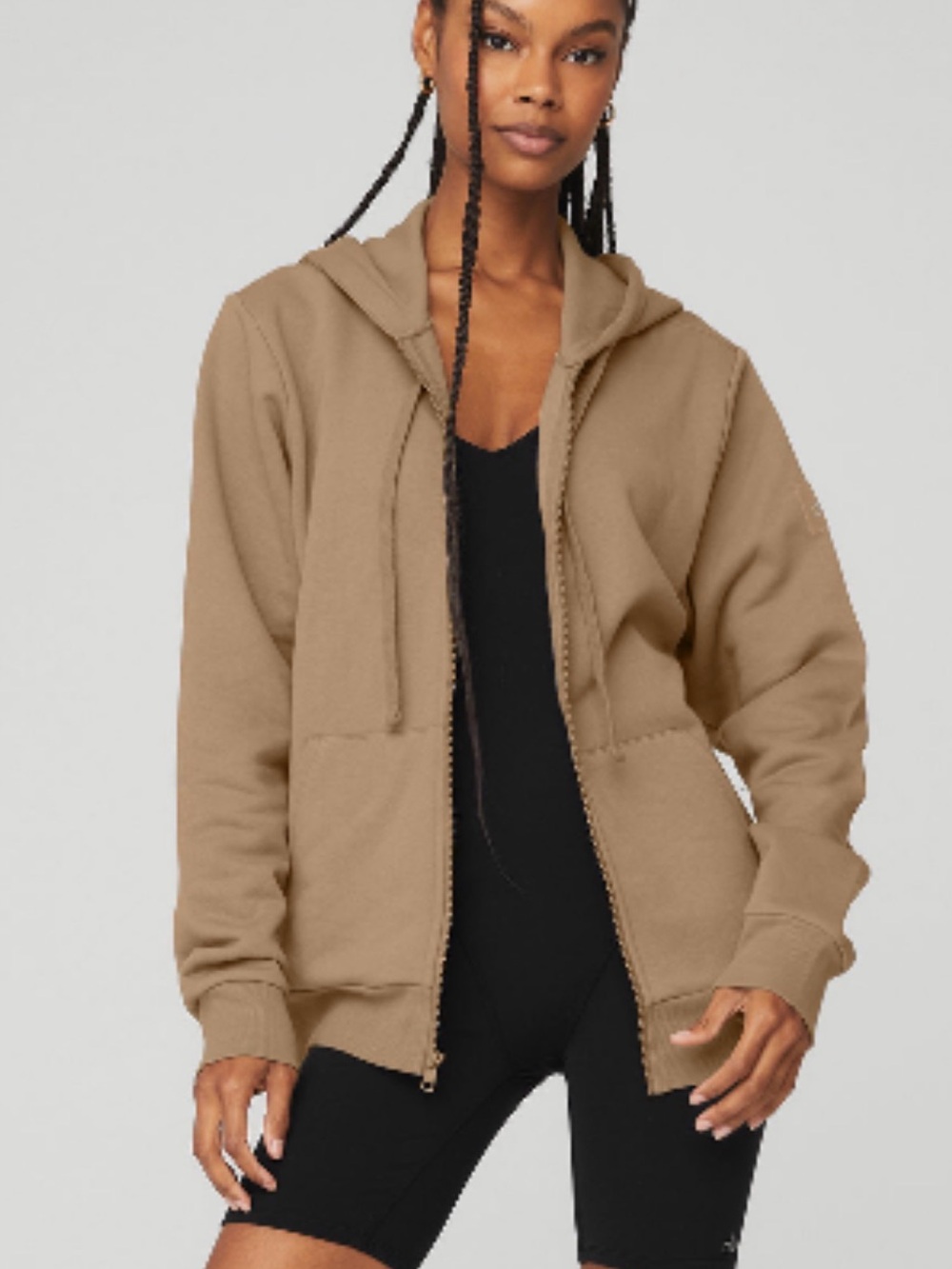 ALO Yoga Taupe Zip Hoodie